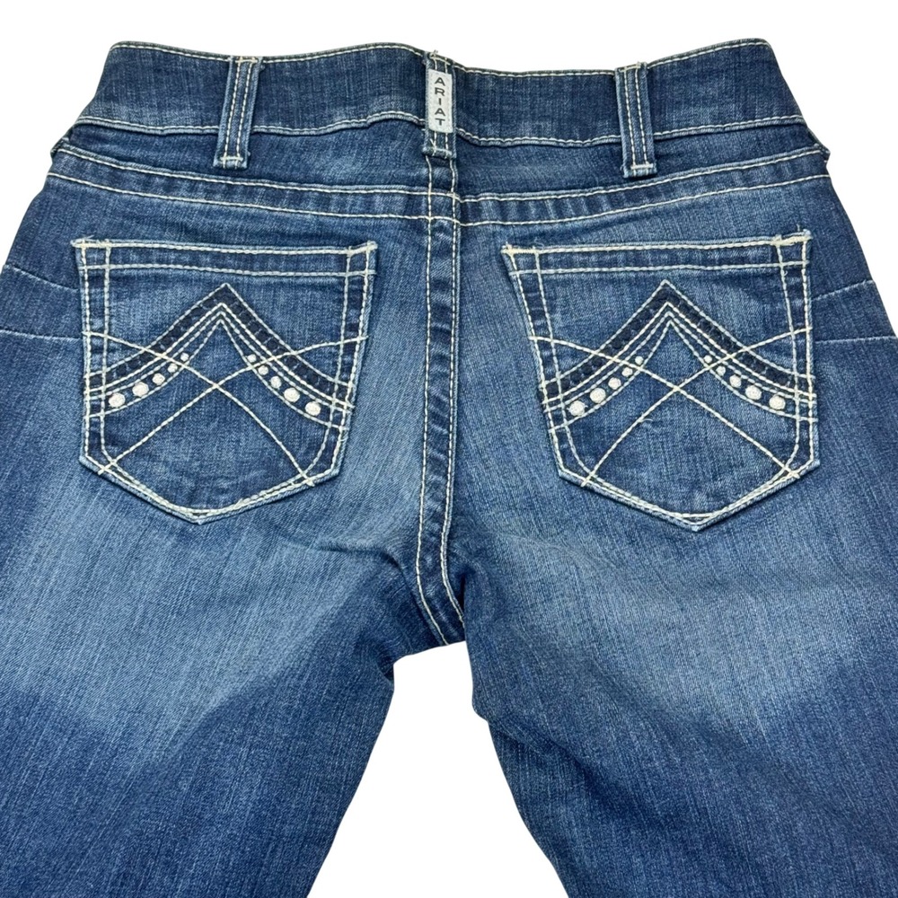 Ariat REAL Bootcut Jeans Womens 29L Medium Wash Embroidered Mid Rise Denim